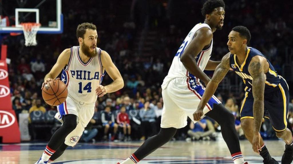Sergio Rodríguez y Embiid frente Teague. Foto: nba.com/sixers/