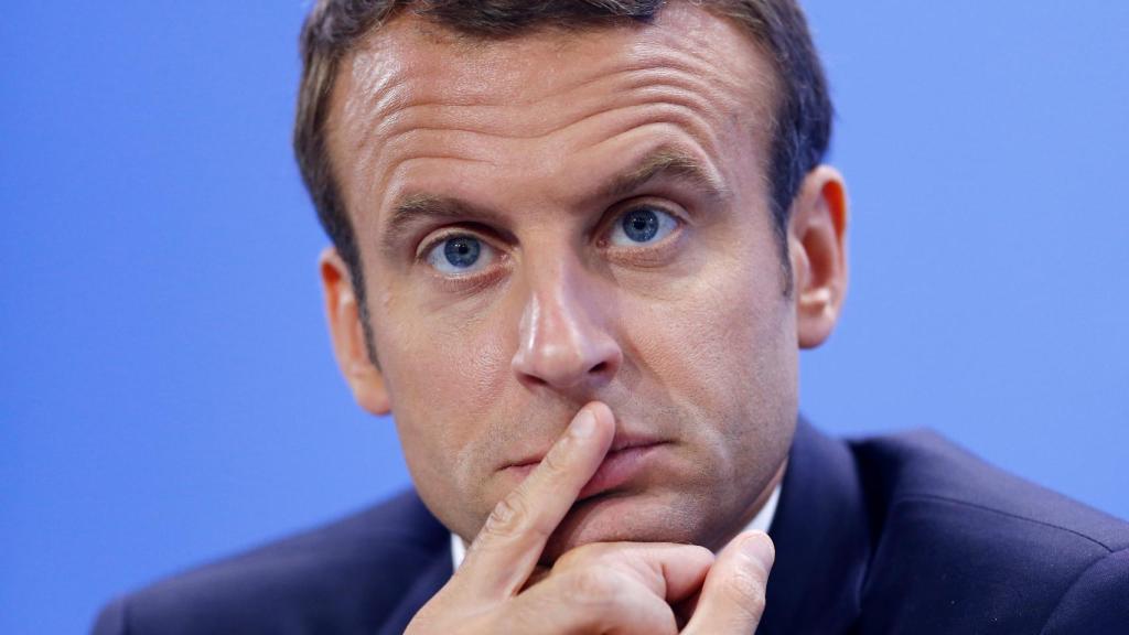 Macron, durante una rueda de prensa en Berlín