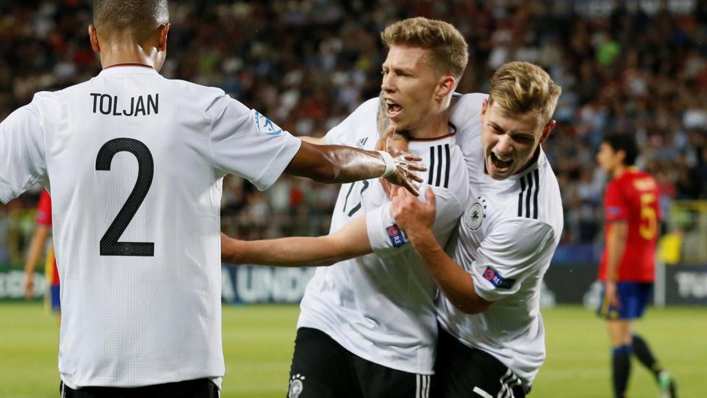 Weiser celebra su gol contra España.