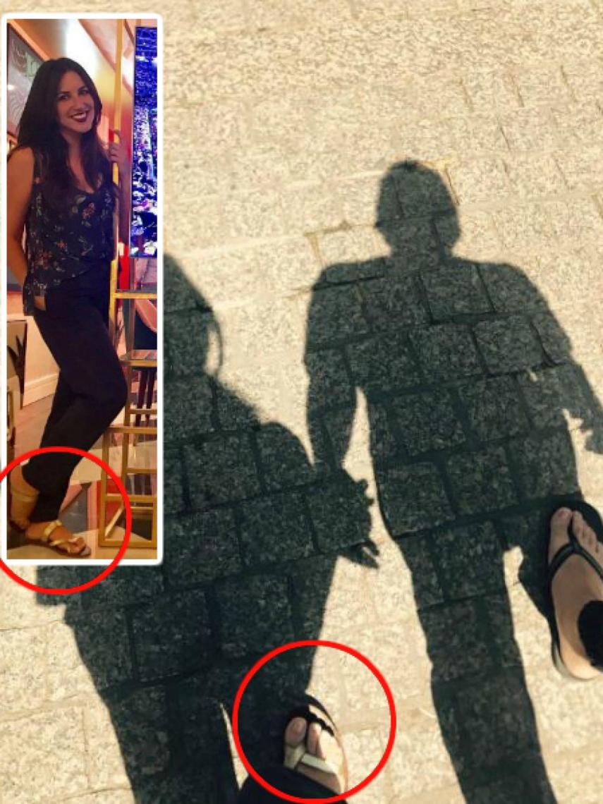 Las sandalias que delatan la propietaria de esa sombra.