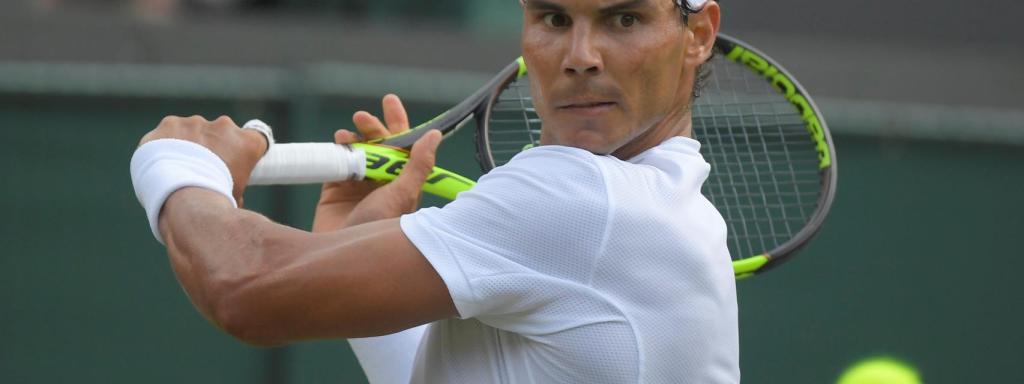 Rafa Nadal en la primera ronda de Wimbledon.