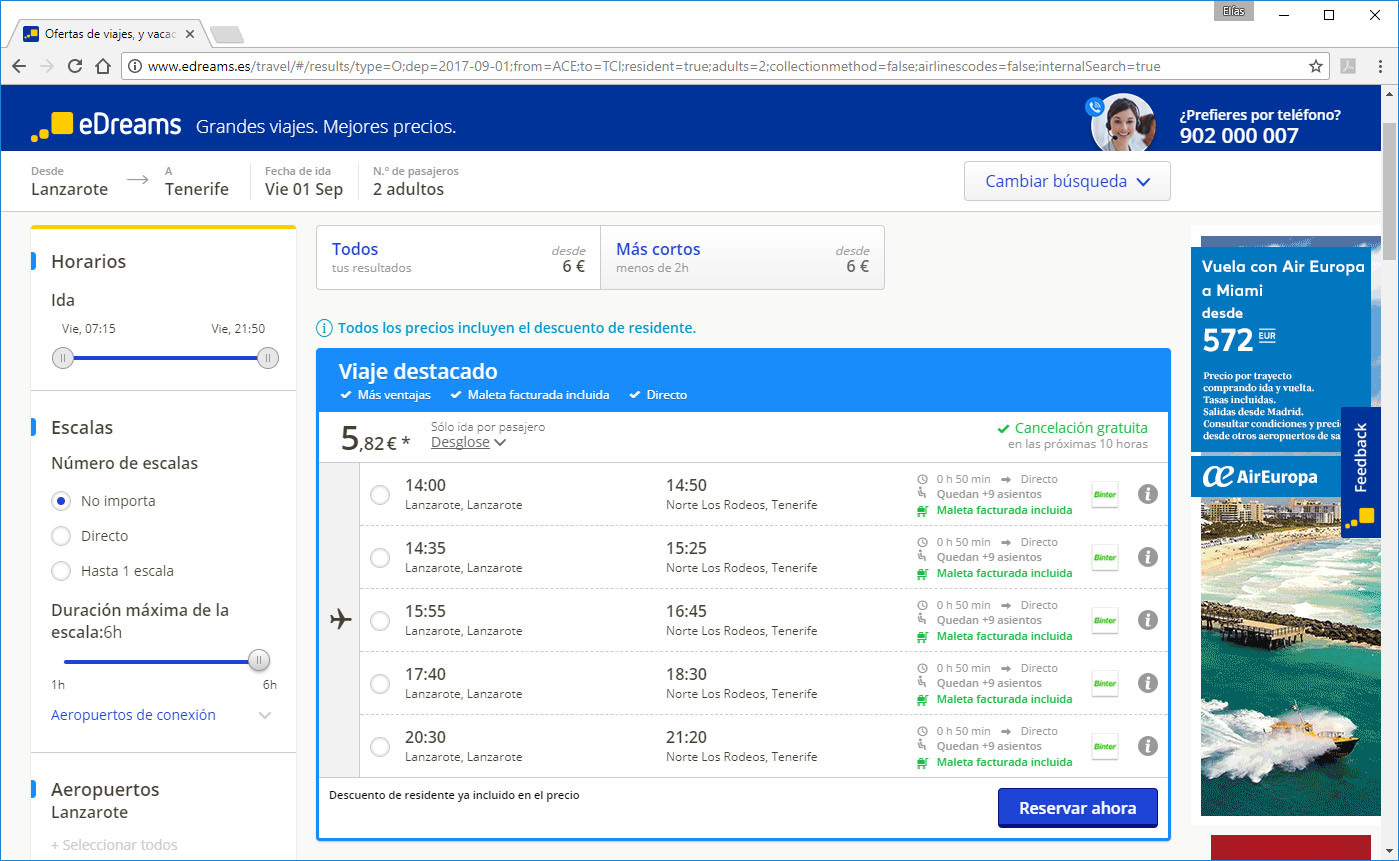 edreams comparador vuelos
