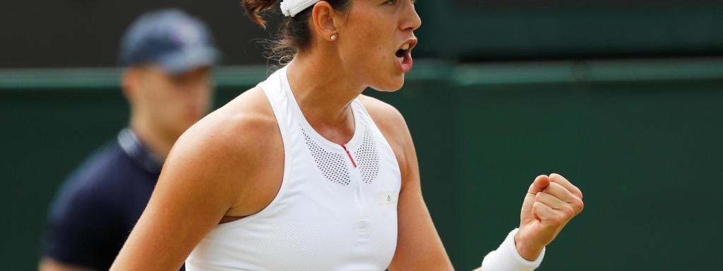 Muguruza, celebrando un punto ante Cirstea.