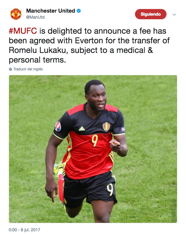 Comunicado oficial del Manchester United.