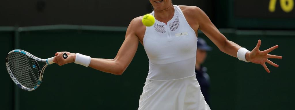 Garbiñe Muguruza en acción contra Kerber.