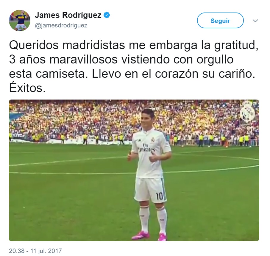 James se despide de los madridistas con este mensaje