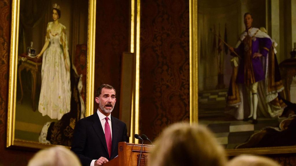 Felipe VI durante su intervención en el Parlamento británico.