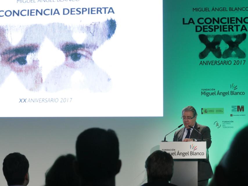 El ministro del Interior, Juan Ignacio Zoido, durante su alocución.