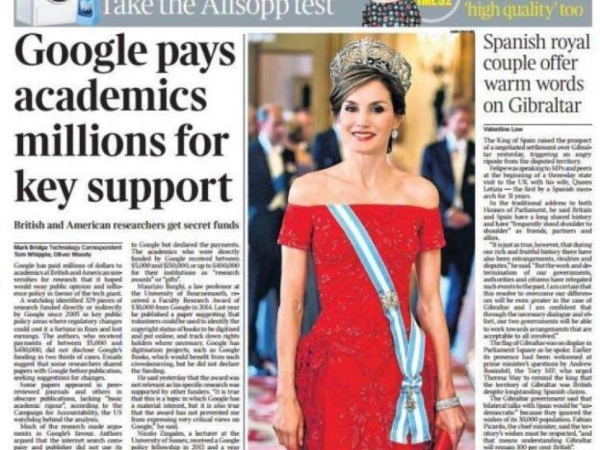 Portada de este jueves del periódico inglés The Times.