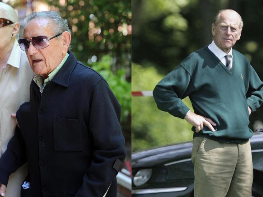 A la izquierda, Francisco Rocasolano, abuelo de Letizia; a la derecha, el duque de Edimburgo.