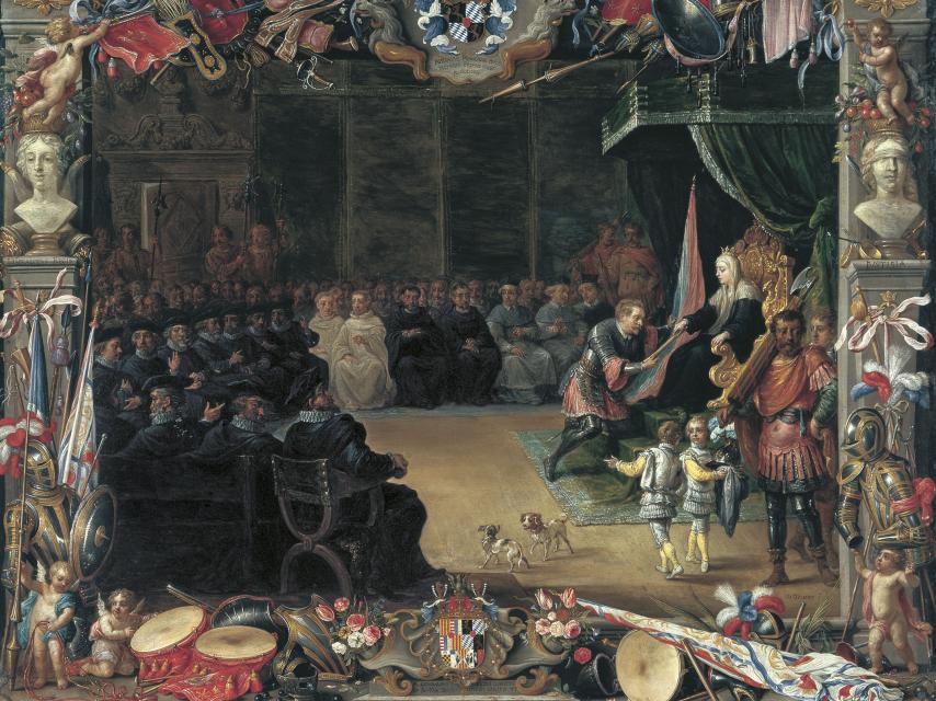 La entrega del bastón de Capitán General a Antonio de Moncada por la reina Blanca.