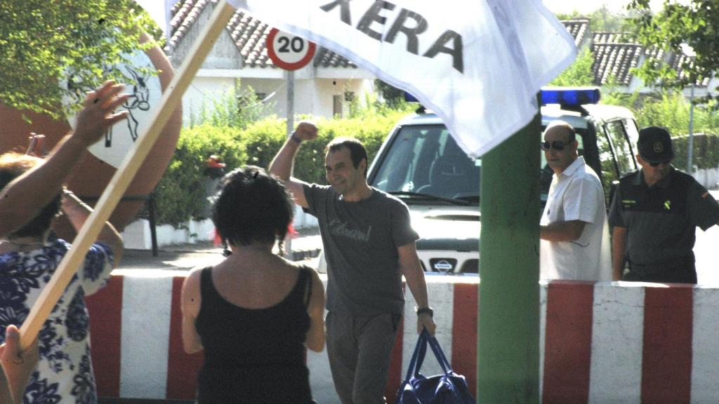 Felipe San Epifanio, Pipe, a su salida de la prisión de Herrera de la Mancha (Ciudad Real).