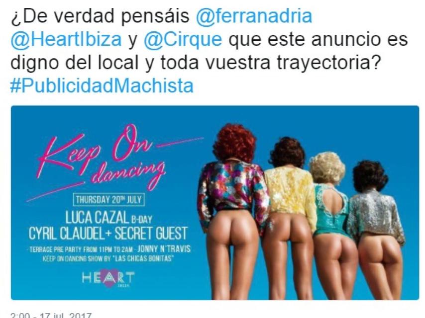 Tuit de uno de los ibicencos que criticó el cartel.