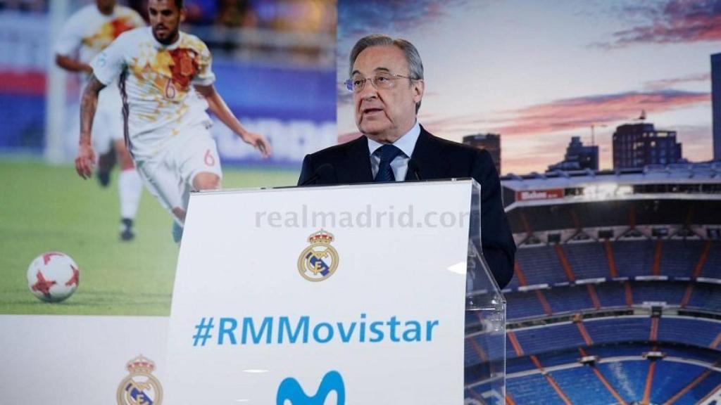 Florentino Pérez en el acto de presentación de Ceballos