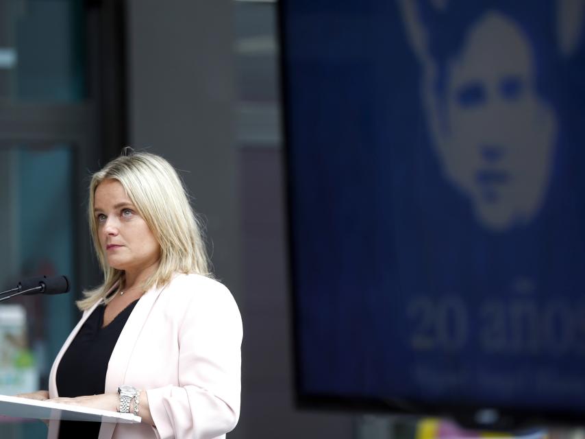 La hermana de Miguel Ángel Blanco, Mari Mar Blanco, durante el homenaje a su hermano en el 20 aniversario de su asesinato.