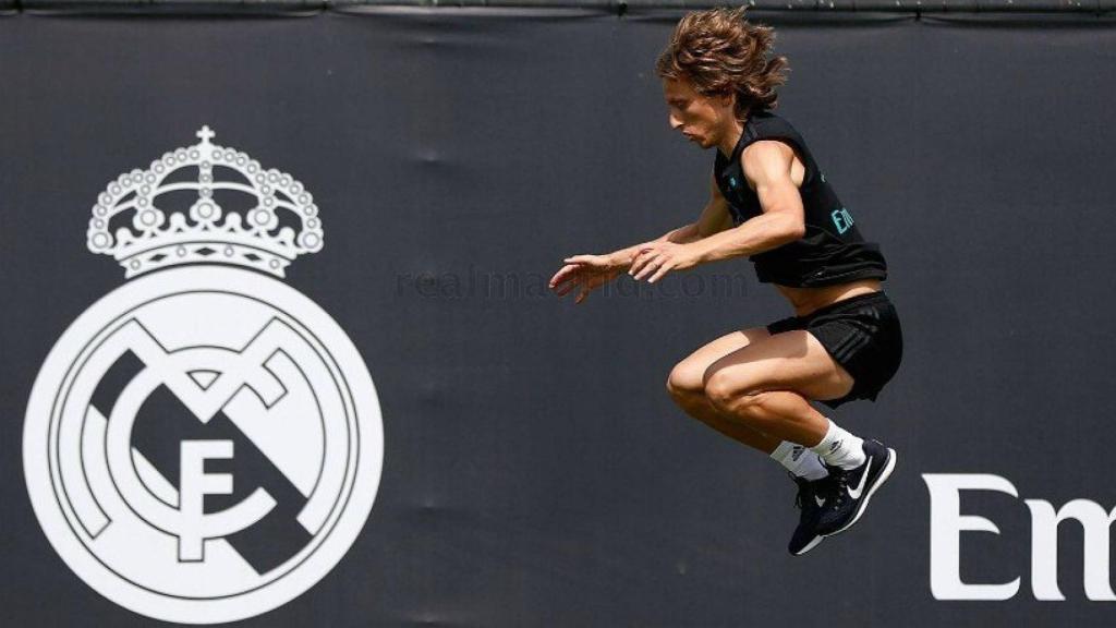 Modric trabajando durante un entrenamiento