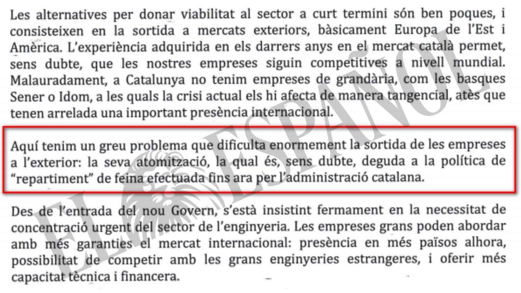 DOCUMENTO Nº 1. Extracto de la comunicación interna que el presidente de GISA envía al consejero de Economía y que prueba el sistema de reparto de contratos.