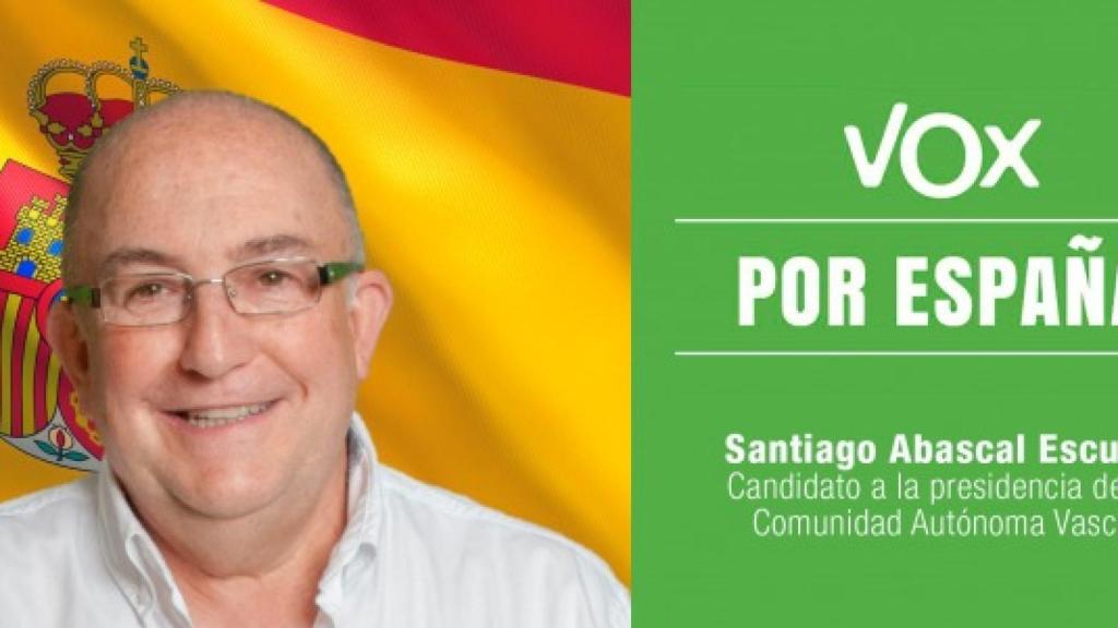 Imagen de Santiago Abascal Escuza en el cartel de VOX para las elecciones vascas