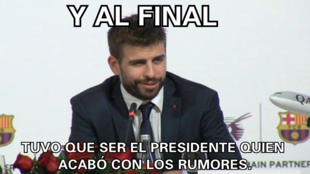 Meme del 'se queda' de Piqué por Neymar   Foto: memedeportes.com
