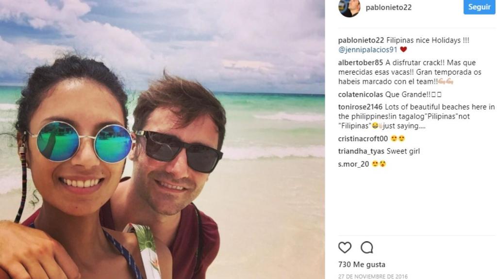 Pablo Nieto y su novia en Filipinas.