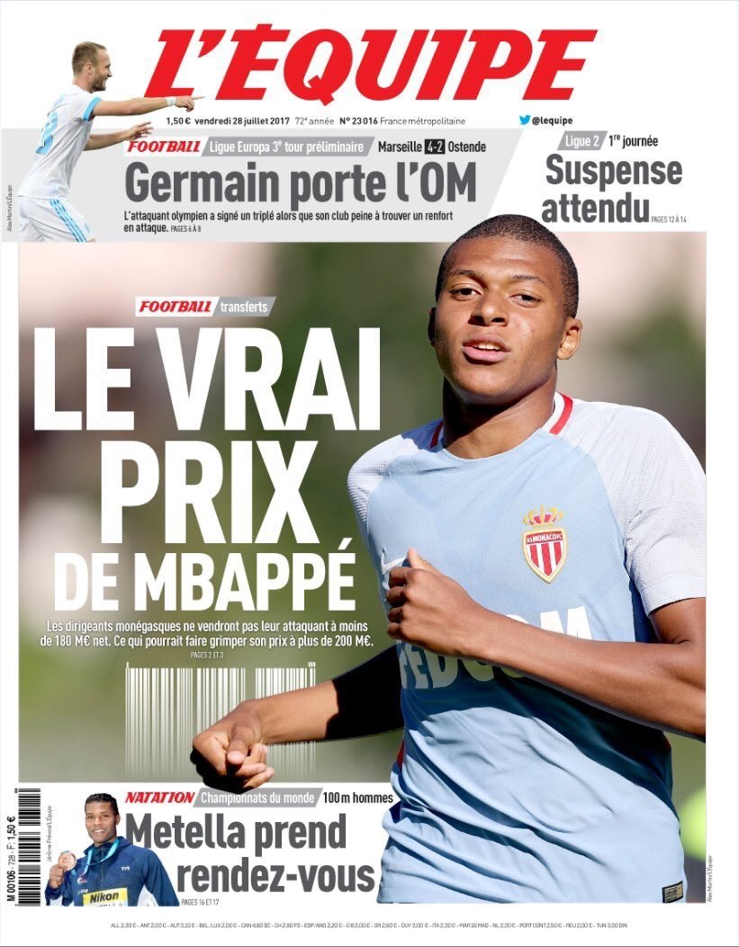 Mbappé puede dispararse hasta los 200 millones