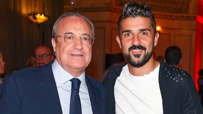 Florentino Pérez y David Villa.