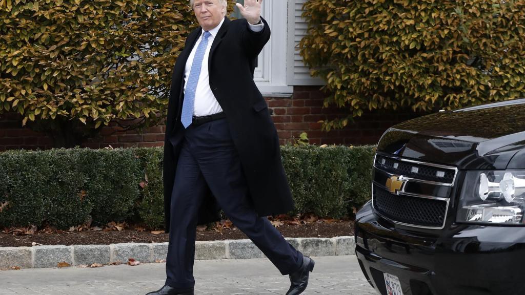 Donald Trump, a su llegada a Bedminster.
