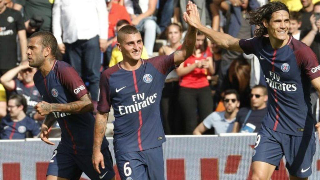 Verratti, Cavani y Dani Alves   Foto: psg.fr