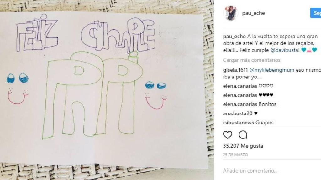 Captura de la felicitación de Paula en el cumple de Bustamante.