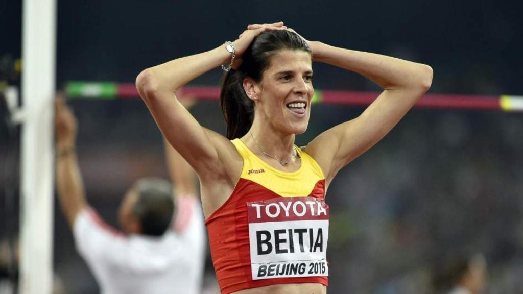 Ruth Beitia en la final del salto de altura de los Mundiales de Pekín 2015. EFE