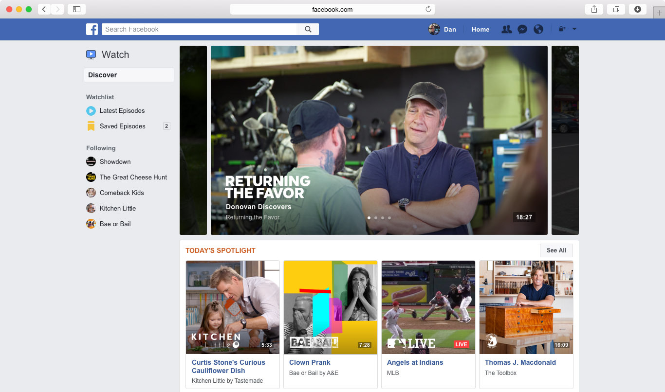 facebook watch web escritorio ordenador