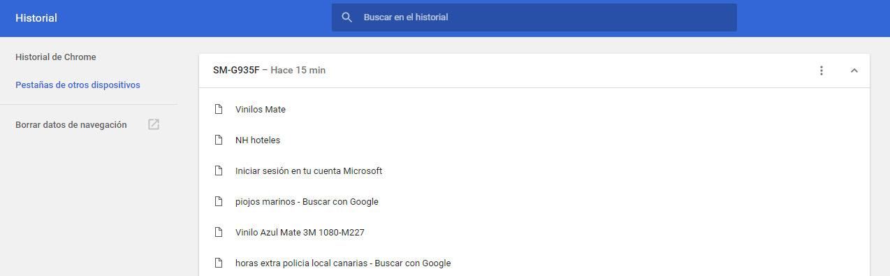 historial sincronizado google chrome