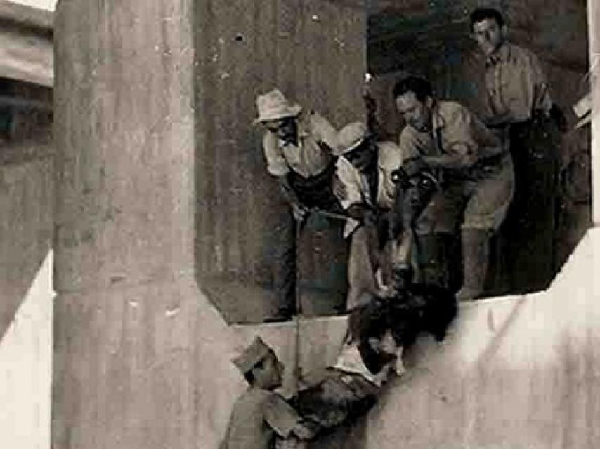 Evacuación de una de las víctimas de la explosión de Cádiz.