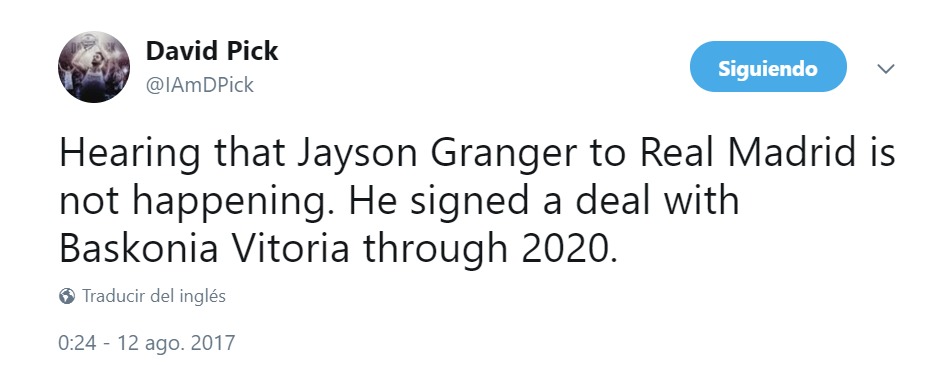 Granger se esfuma de la agenda del Madrid: firma con Baskonia