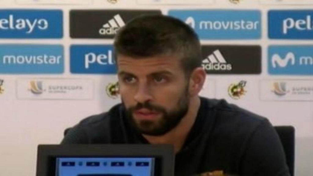 Piqué, en rueda de prensa. Foto: Twitter (@elchiringuitotv)