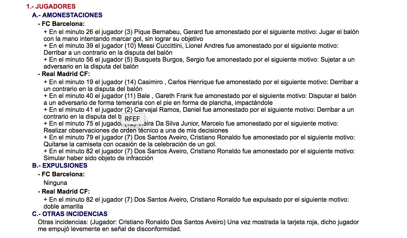 El acta de De Burgos Bengoetxea acusa a Cristiano de empujarle levemente
