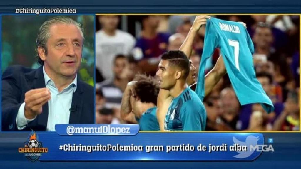 Pedrerol en El Chiringuito. Foto: Twitter (@elchiringuitotv)