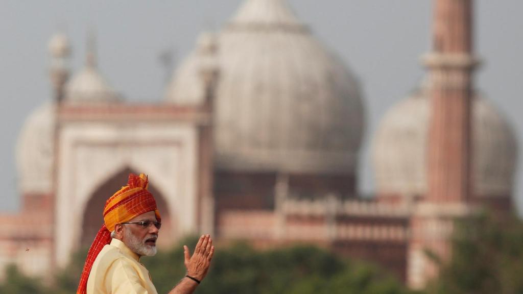 Modi, durante el discurso por el 70º aniversario de la independencia