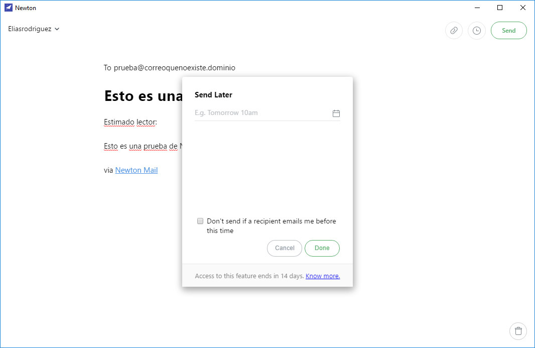 enviar correo electronico newton mail windows