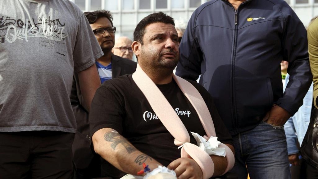 Hassan Zubier durante el acto de homenaje a las víctimas del ataque.