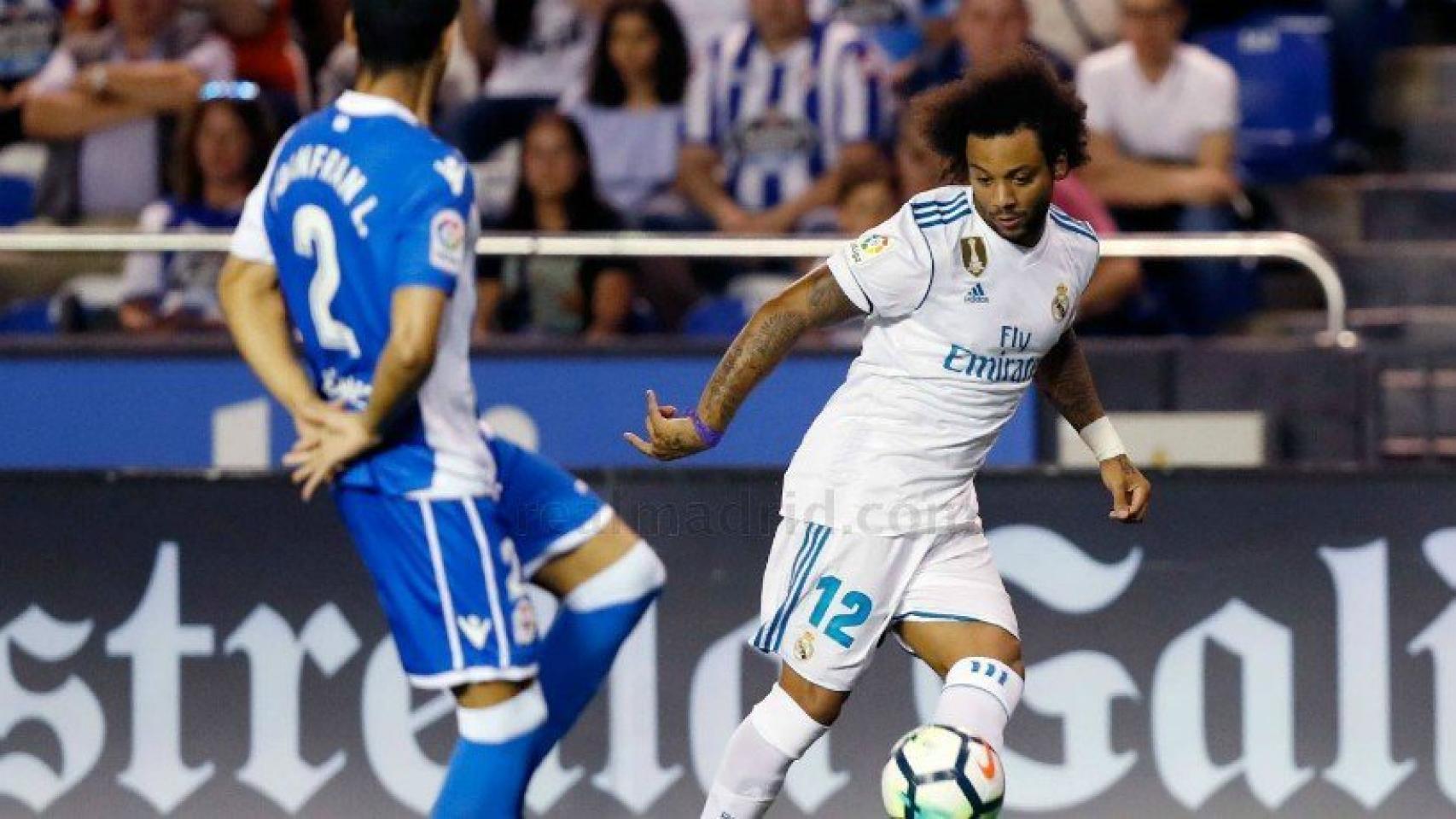 Marcelo 'conta' Juanfran, en Riazor