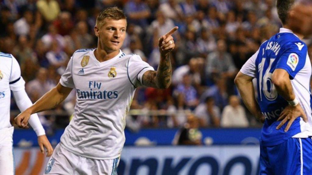 Kroos celebra su gol ante el Dépor. Foto Twitter (@ChampionsLeague)