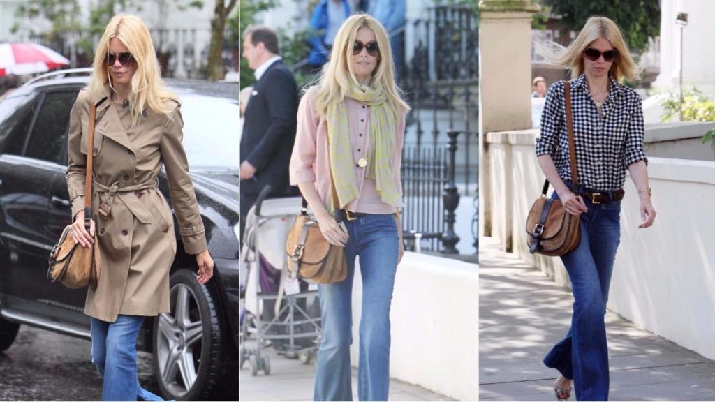 La modelo en sus salidas por las calles de Londres, con un look seventies bastante marcado, bandolera y gafas. El trench es uno de sus básicos. | Foto: GTRES.