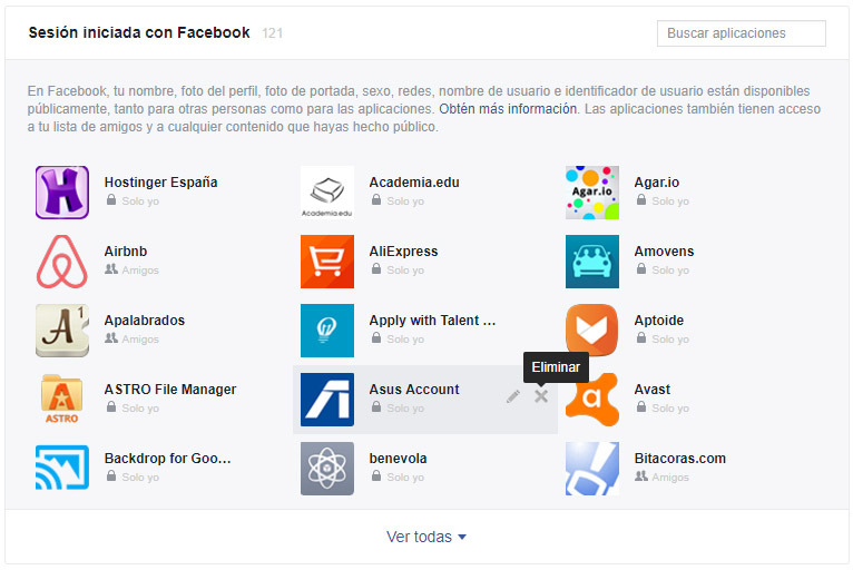 aplicaciones autorizadas facebook