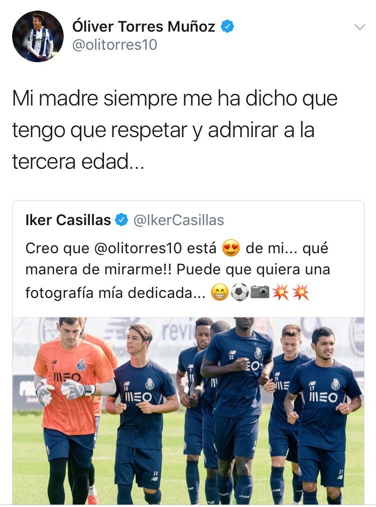 El 'zasca' de Óliver Torres a Casillas: Tengo que respetar a la tercera edad