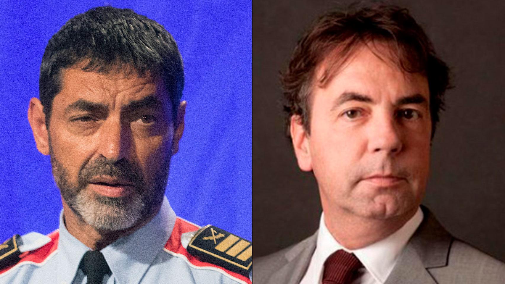 El Mayor de los Mossos, Josep Lluís Trapero (i), y el periodista holandés Marcel Haenen (d).