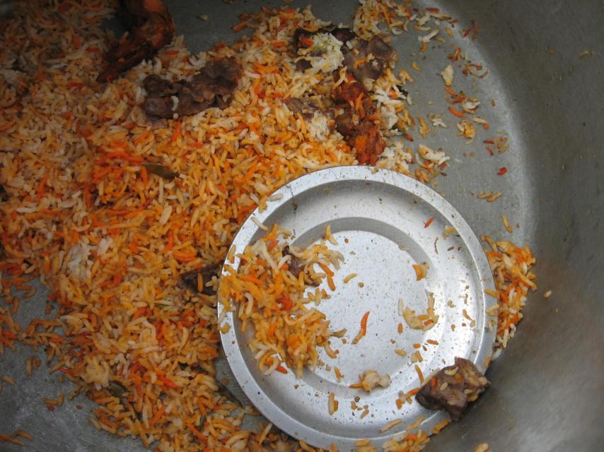 Arroz y carne de búfalo
