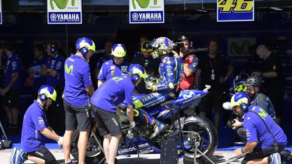 Rossi, sobre su YZR-M1, durante la sesión de clasificación del GP de Austria.