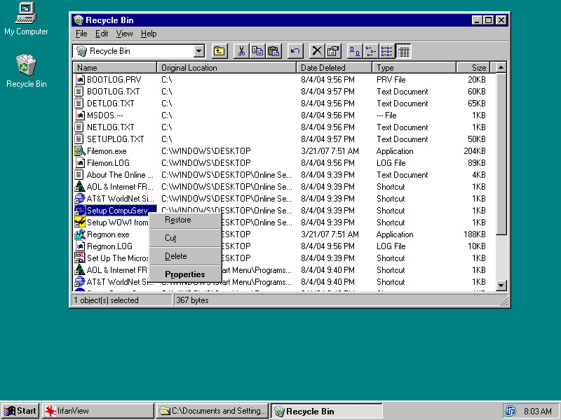 papelera de reciclaje windows 95