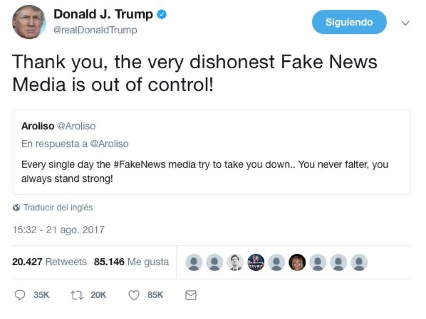 Captura del tuit de Trump